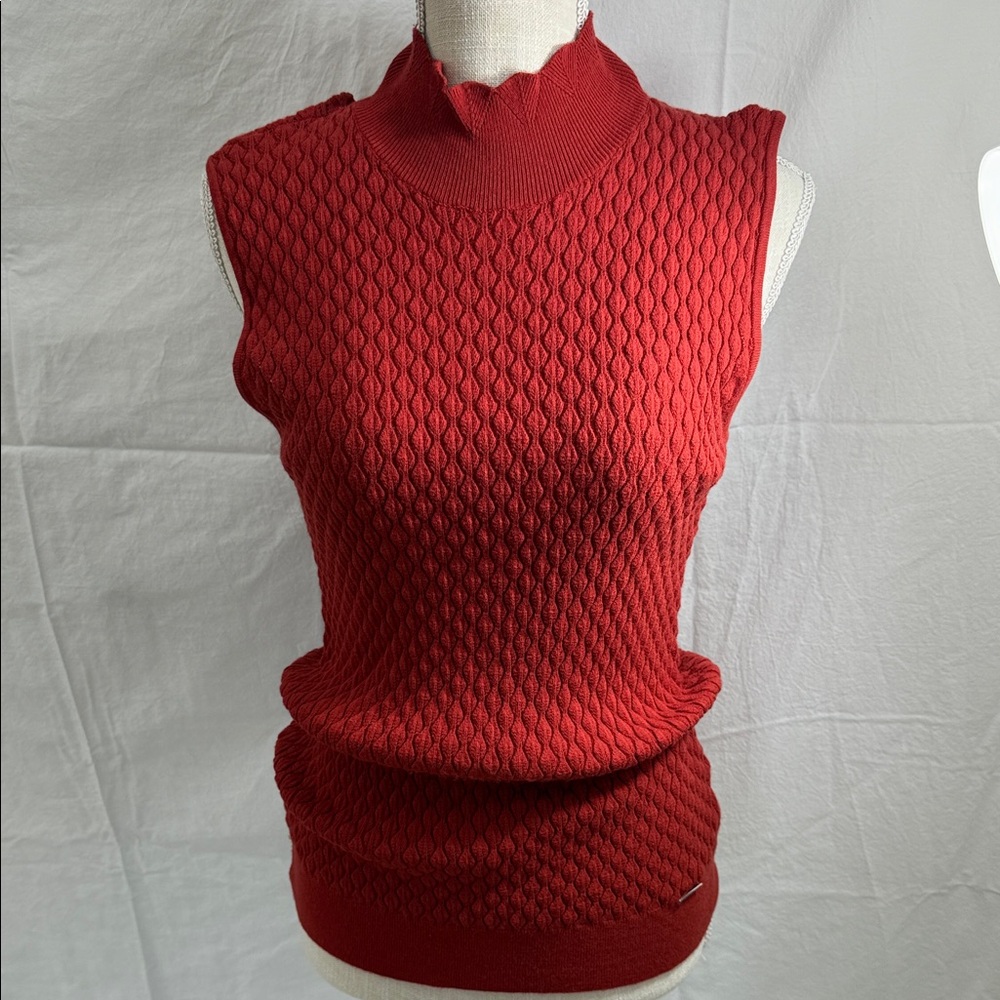 Tahari Sleeveless Sweater in Rust